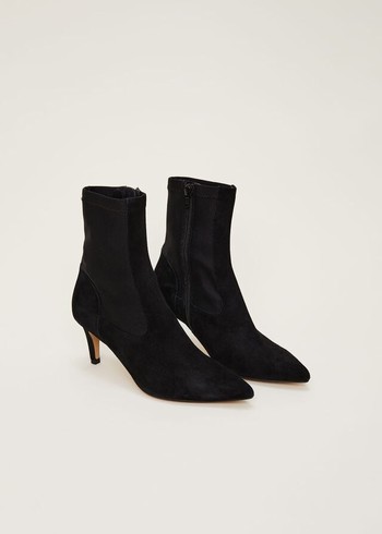 Phase Eight Suede Sock Boots Black Australia | MC8639172